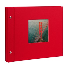 Goldbuch Photo Album Trend, Bella Vista, 30 x 25 cm, 40 Black Pages with Glassine Dividers, Extensible, Linen, red, 26984