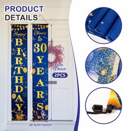 Happy Birthday Door Banner Party Decorations,Birthday Door Porch Sign Banner for Boys Girls Women Men Birthday Party Indoor Outdoor Decor Supplies (Navy blue-50th)