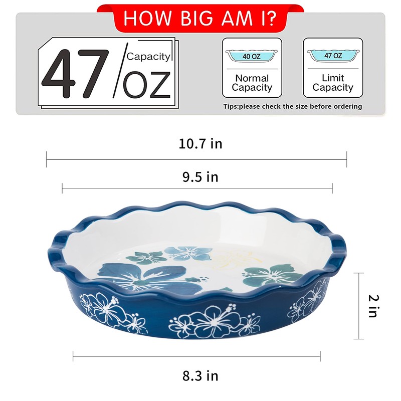 Sagoskat Pie Pan Ceramic Pie Plate, 9 inch Deep Dish