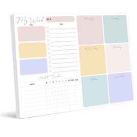 BIROYAL Undated Weekly Planner Pad A4 (50 Pages) - Tear Off Week Planner Notepad with Daily Schedule, Calendar, To Do List & Habit Tracker for Appointments, Tasks & Notes
