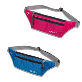 Fjquamitix 2-Pack Running Belt Waist Pack Adjustable Fanny Pack for Men Women Phone Holder Pouch for Workout Hiking Cycling Lightweight Money Belt Gift for Runners & Travel set2 (Red&Blue)