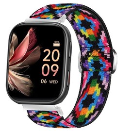 Compatible for FITVII Fitness Tracker Bands, 20mm, 22mm Stretch Elastics Nylon Adjustable Replacement Strap Accessories Compatible for FITVII HM57, HM78, HM68, HM21, H56, H86 Smart Watch Fitness Tracker (22mm size band, Aztec Style Colorful)