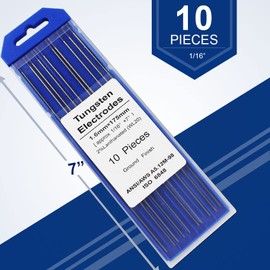 MAUTO TIG Welding Tungsten Electrodes 2% Lanthanated 1/16" x 7" 10-Pack (Blue, WL20)
