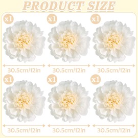 PATTEPOINT 6PCS Tissue Paper Flowers，Handmade White Giant Crepe Artificial Flowers Decorations for Wall,12 Inches Large Flowers for Wedding Birthday BabyShower Party Home Decor Supplies