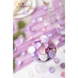 Serwalin 300Pcs Silk Rose Petals Artificial Flower Petals for Weddings Proposal Purple Pink Petals for Romantic Night Flower Girl Petals for Wedding Bridal Shower Table Decor (4 Color Mixes)