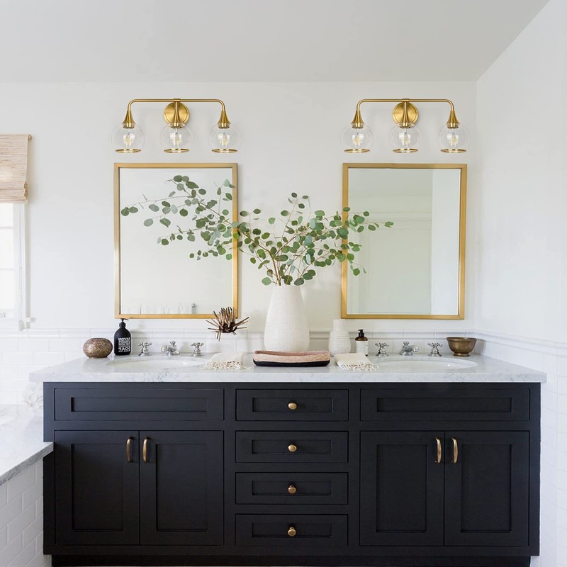 HAHZT Gold Bathroom Vanity Light 3-Lights Bathroom Light Fixtures Over