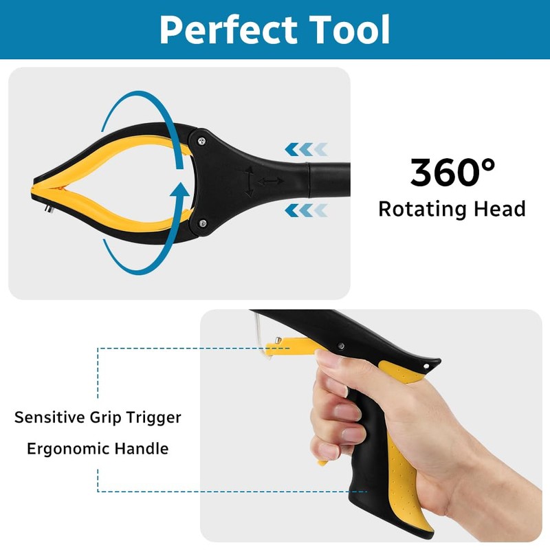 Adiwo Foldable Litter Picker Grabber, 91cm/36" Long Handle Litter Pickers