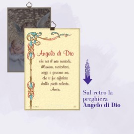 Fratelli Bonella | Sacred Picture on MDF Wood Made of Poplar Wood 8 mm of the Angel with Lantern with the Angel of God on the Back 10 x 15 cm | Made in Italy