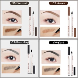 4PCS Microblading Eyebrow Pencil, Waterproof Eye Brow Pen, 3D 4 Fork Tip Makeup with a Micro-Fork Tip Liquid Brows, 4 Classic Colors