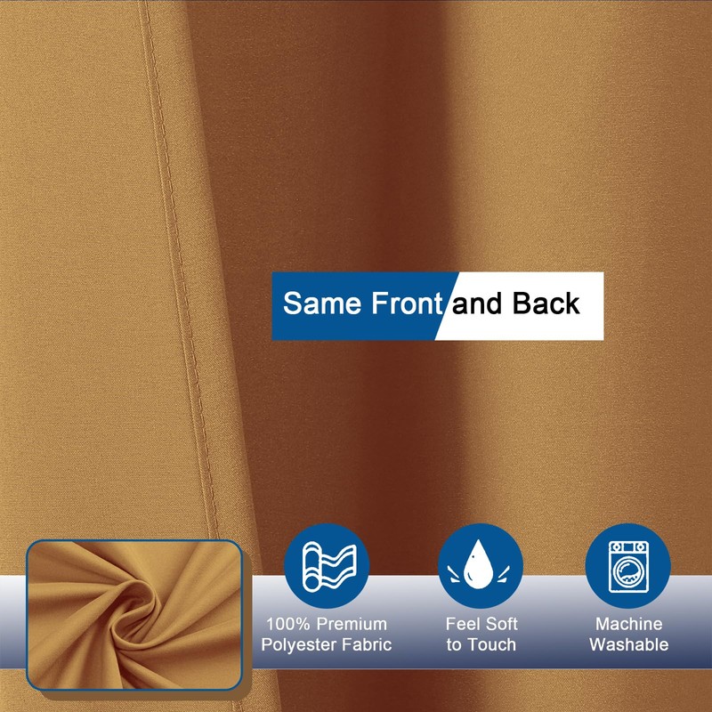 OVZME Zora Solid Gold Shower Curtain for Bathroom, Fabric Shower