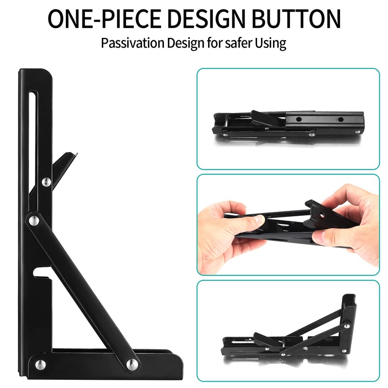 Folding Console, Heavy Duty Hinges Foldable, Angle Shelf Brackets, Iron