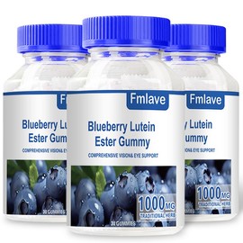 Fmlave 1000mg Lutein Eye Vitamins Gummies for Kids and Adults with Blueberry Lutein for Eye Health Support - Specification: 3 Bottle-90 Day Supple