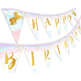 Magical Unicorn Rainbow Happy Birthday Banner Pennant