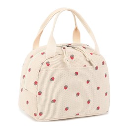 Amusingtao Insulated Strawberry Print Lunch Bag for Women & Kids - Ideal for Work, School, and Outdoor Activities