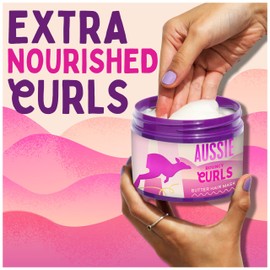 Aussie Bouncy Curls Rich Butter Hair Mask | For Dry Wavy & Curly Hair | Jojoba Oil, Coconut Oil & Macadamia Nut Oil | Cruelty Free Vegan Formula | Rinse-Out Or Leave-In Hair Treatment