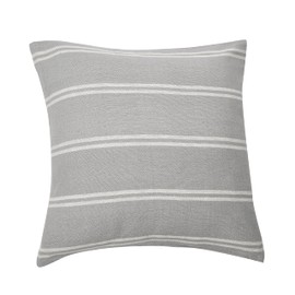 Creative Co-Op 20" Square Interwoven Double Cotton Pillow Decorative Pillow Cover, 20" x 20", Thick Grey Striped