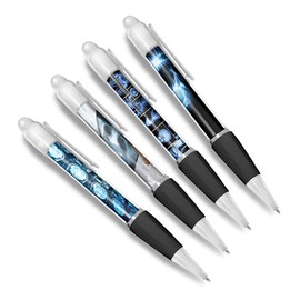 DV DESIGN Set of 4 Xray White Ballpoint Pens - Radiology Doctor Bones Nurse Surgeon Hospital X-Ray Scan Boys Girls Men Women Theme Pen #79373