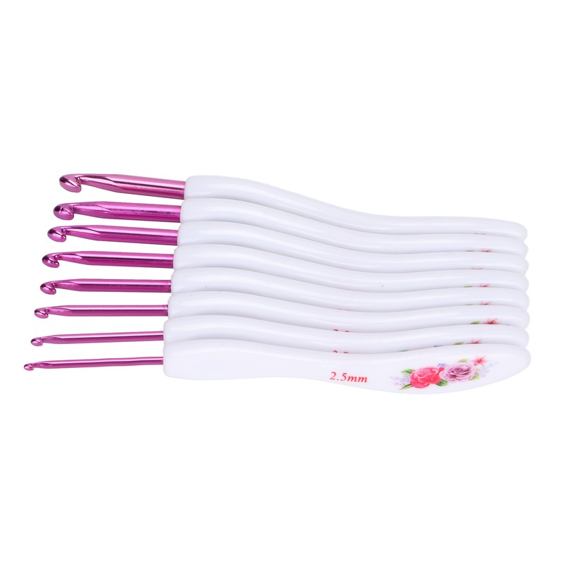 8pcs Crochet Hooks Curved Soft Handle Comfortable Portable Knitting Tool