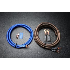 ENNIS ELECTRONICS BIG 3 UPGRADE 1/0 GAUGE WIRE FLEX BLUE BLACK 3/8 COPPER TERMINLAS W/ HEATSHRINK