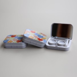 BRMM MIA Portable Contact Lens Cases Mini Contact Lens Soak Storage Kit for Travel & Home with Bottle Tweezers Contact Applicator (Blue)