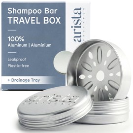 Arista Shampoo Bar Holder, Aluminium Travel Soap Case with Lid & Draining Layer, Leakproof, Shatterproof, Compact & Portable for Camping, Gym or Bathroom
