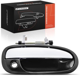 A-premium - Manija de Puerta Exterior del Lado del Pasajero Delantero Derecho con Ojo de Cerradura Compatible con Honda Civic 1996 1997 1998 1999 2000, Sedán, Carcasa Negra con Palanca Cromada