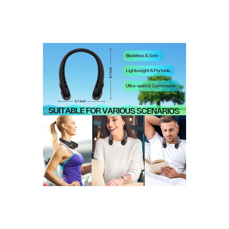 KIDEE Bladeless Neck Fan - Portable Hands-Free Cooling Device
