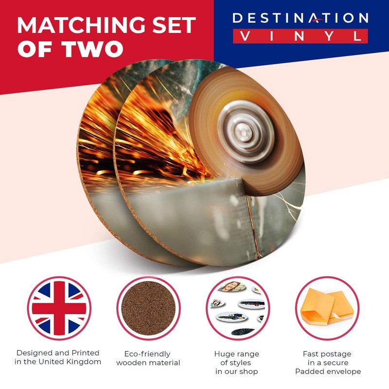 Destination Vinyl ltd 2 x MDF Glossy Top Coasters Round