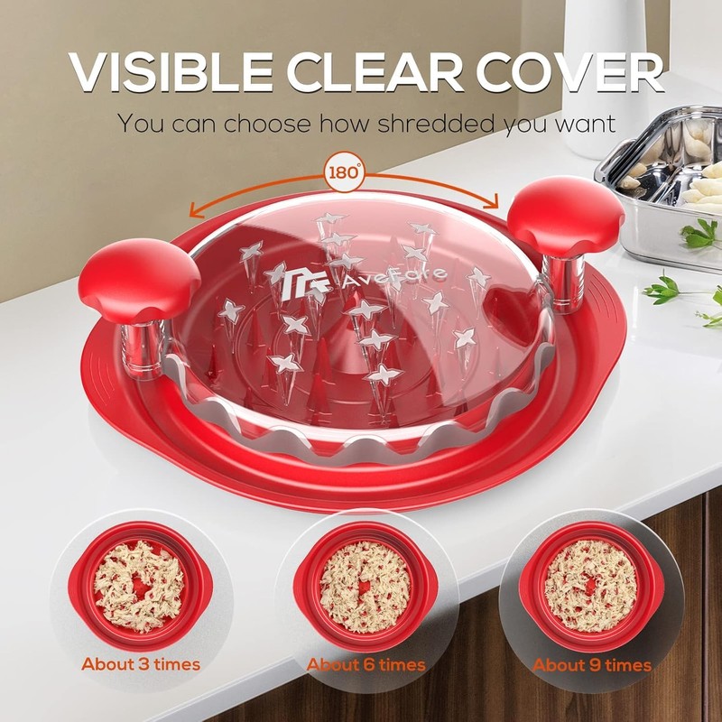 Chicken Shredder Large Chicken Breast Shredder Tool Twist with Brush&Fork,