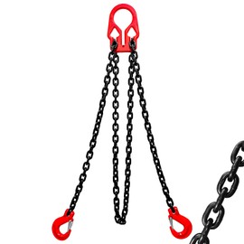 SENKEYFE Lifting Chains with Adjuster Hooks 5/16 Inch x 10 Ft 7000lbs / 3.18 Tons G80 Alloy Steel Double Leg Slings with 2 Safety Industrial Grab Hooks Chain Sling Heavy Duty for Engine Hoist