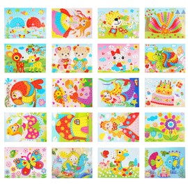 AUAUY Sticky Mosaic Picture Kit for Creating, 20PCS Mosaic Sticker Art Kits for Kids, Mermaid Mosaic Art Painting by Diamond Crystal Sticker, Toddler Hands DIY Arts & Crafts for Kids 3-8 Party Favors