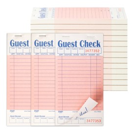 FMP Brands Guest Check Books for Servers, Server Note Pads Paper, Total 1000 Sheets (20 Pads), Pink with Guest Receipt, Guest Check Pads, Restaurant Order Pads, Waitress Notepads