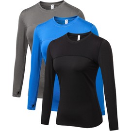 Women's Sun Protection Compression Shirts UPF 50+ Long Sleeve Workout T-Shirts Rash Guard Athletic Tops