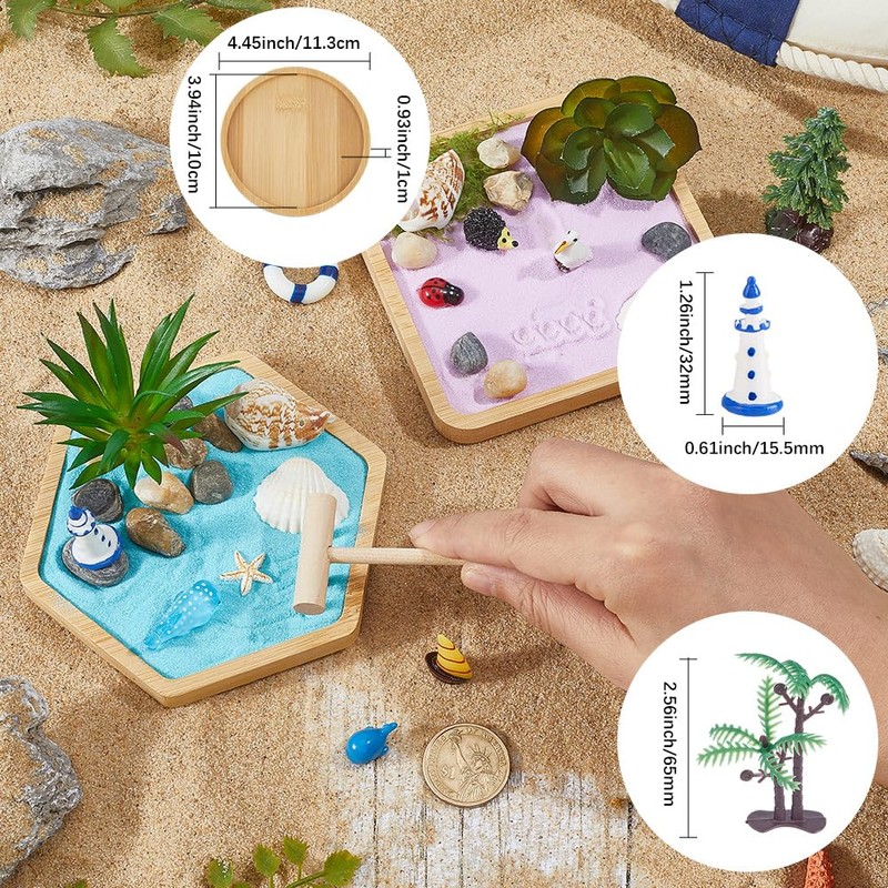 Zen Garden Kit for Desk Japanese Miniature Sandbox Ocean Beach