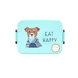 Rice, Beautiful Lunch Box with Divider, Farm Animals Print Green