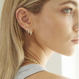 Gold Hoop Earrings Set for Women Hypoallergenic Earrings Gold Plated Cartilage Earrings Chunky Gold Hoop Earrings for Women