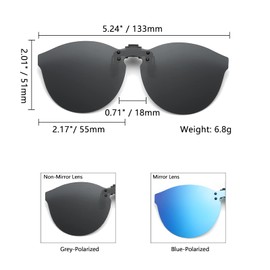 Long Keeper Sunglasses for Glasses Wearers - Clip-On Polarised Sunglasses Attachment Glasses Clip On Sunglasses Attachment for Men and Women, Grey + blue