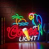 Beer Neon Sign for Wall Décor Palm Tree Parrot Crs