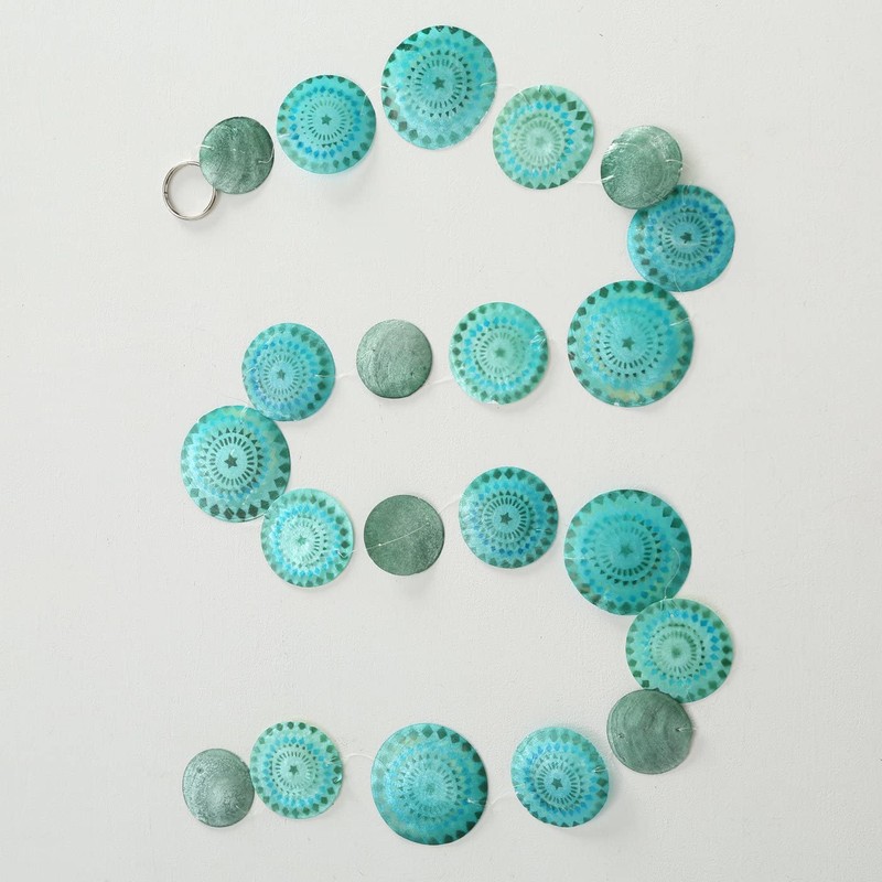 Boltze Capiz Garland Gus Blue Turquoise Green, 1 Piece 2-Way