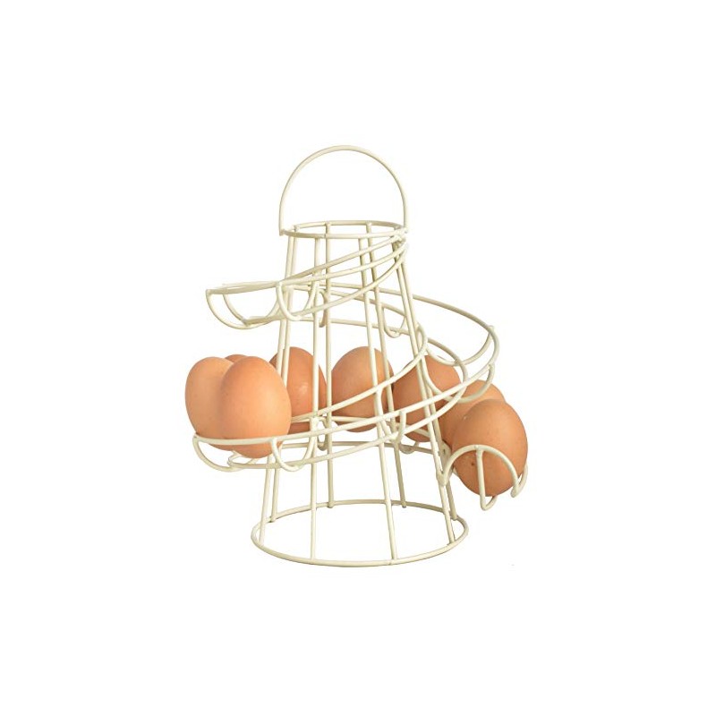 Helter Skelter Metal Egg Rack Stand Holder Cream