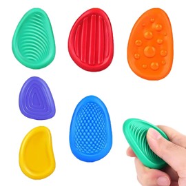 WQEDVN 6 PCS Sensory Stone, Multicolor Rubber Fidget Toys for Autism Adults & Kids, Focus, Ages 3+