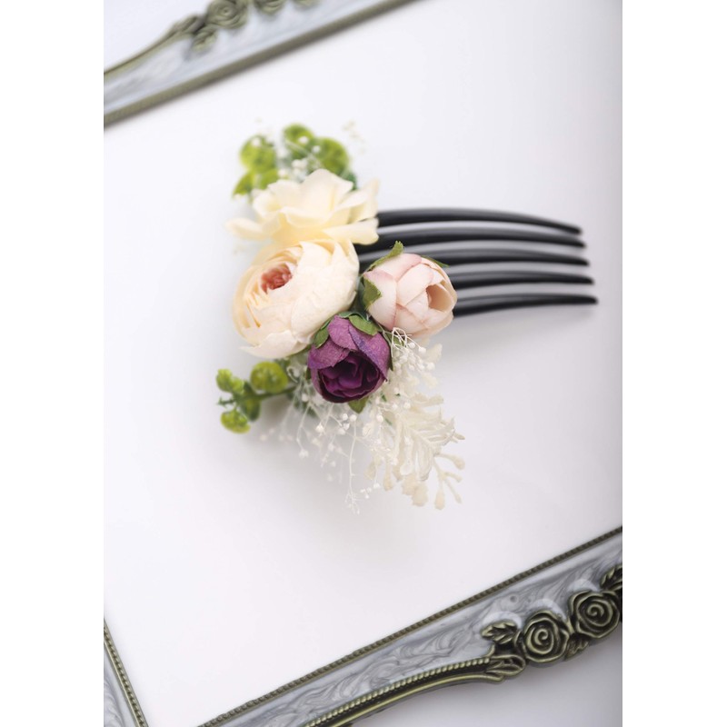 Kercisbeauty - Peineta de flores de champaña para novia, para