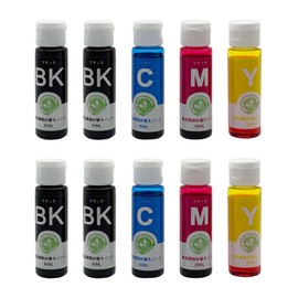 Canon Compatible Ink Refill (BK/C/M/Y), BC-310/311, BC-340/341, BC-345/346, BC-360/361, BC-365, BC-366, Set of 4 Colors, 2 Sets + 2 Black (Total 10 Bottles), 1.0 fl oz (30 ml) Each, Includes