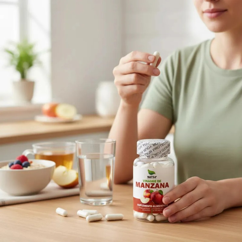 Vinagre Manzana 100 Cápsulas Regula Niveles Colesterol Azúcar Mejora Digestión
