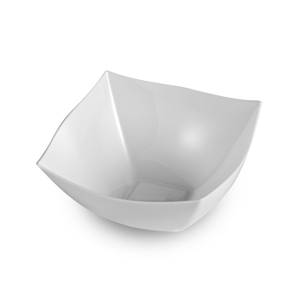 EMI Yoshi Disposable Plastic White Square Serving Bowls, 8 oz, 48 Count
