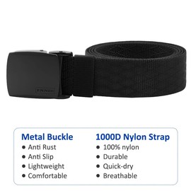 Fairwin Nylon Web Tactical Military Belt Heavy Duty Metal Buckle for Men,Black - B