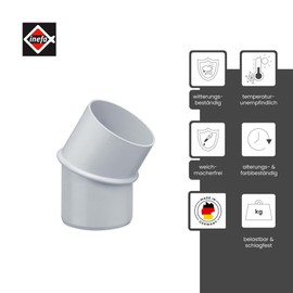 INEFA Rain Pipe Elbow 30 Degrees for Downpipe, PVC DN100 / 100 mm Grey Connector Gutter Accessories, Easy Assembly, Made in Germany
