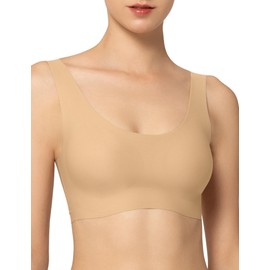Ivet Women's Wireless Bra, Night Bra, Seamless, One Size Fits Most, Inner Non-Sewn, Half Top, beige