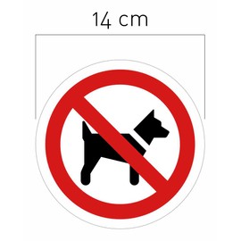 Sticker prohibited pack of 5 stickers 14 cm prohibition sign industrial laboratory sign (14 cm, dogs)