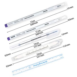 Surgical Skin Marker Pen, Ksndurn 4PCS Professional Surgical Tip Skin Marker Pen - Tattoo Surgical Pen with Paper Ruler (2 Single Head 2 Double Head)